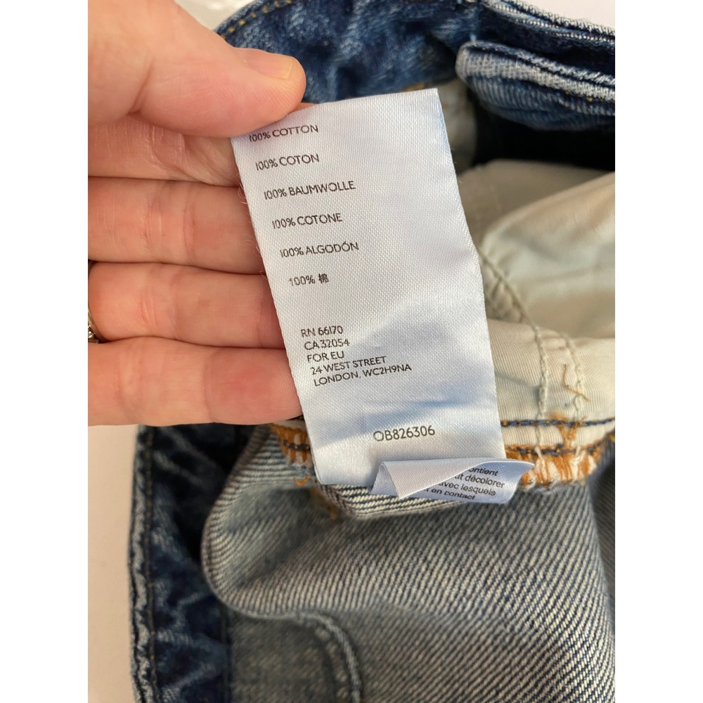 We The Free Free People Blue Distressed Denim Mini Skirt Button Fly Size 29 - Picture 6 of 6